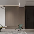 Modern Living Dining Room Interior With Wooden Walls And Minimalist Furniture Layout