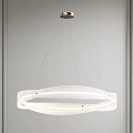 Modern Circular White Chandelier With Sleek Design And Metal Hanging Wires