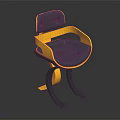 Modern Accent Chair With Yellow Curved Armrests Black Upholstered Seat And Metal Legs