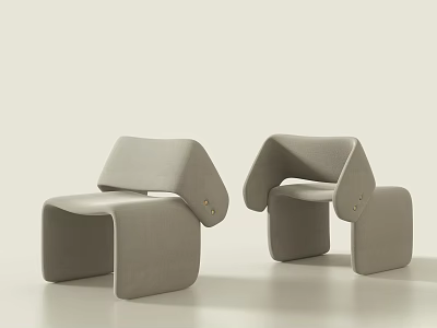 Light Gray Modern Accent Chairs With Unique Geometric Structure And Minimalist Design 3d model