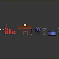 Assorted Musical Instruments Including Piano Drums Violin Trumpets And Reflections