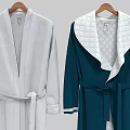 Various Style Bathrobes With Belted Quilted Trim And Matching Towels Slippers
