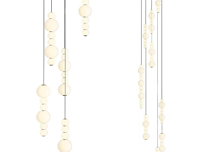 Elegant Modern Pendant Light Design With White Spherical Beads On Multiple Hanging Strings 3d model