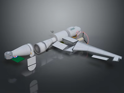 White Model Aircraft With Fuselage Wings Engine And Green Platform Design 3d model