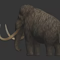 Woolly Mammoth Sculpture With Long Curved Tusks And Shaggy Fur On Dark Background