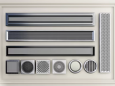 Stylish Metal Bathroom Accessories with Various Shapes Designs and Textured Patterns 3d model