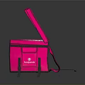 Pink Storage Box With Panda Design Open Lid Mesh Interior And Handle