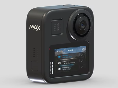 Black Digital Camera With MAX Label Video Screen And Camera Lens 3d model