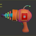 Colorful Toy Gun With Yellow Orange Blue Red Spiral Structure And Antenna