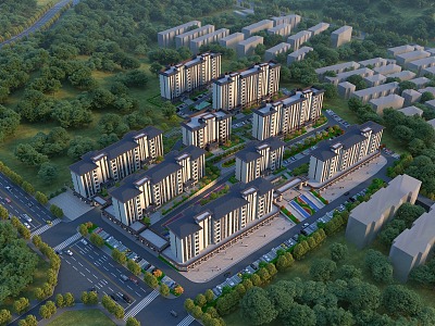 Modern Residential District Bird's Eye View Commercial Street District Small High-rise Residential Building Resettlement Community Multi-storey Residential 3d model