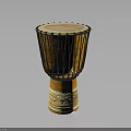 Traditional Decorative Wooden Drum With Handwoven Ropes And Carved Base Design