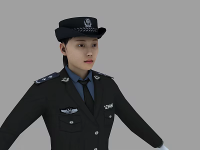 Woman Police Officer in Formal Uniform With Police Hat and Badge 3d model Woman Police Officer in Formal Uniform With Police Hat and Badge 3d model