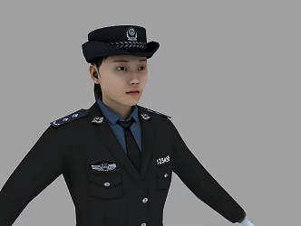 Female police officers realistic role wiring reasonable face number streamlined 3d model