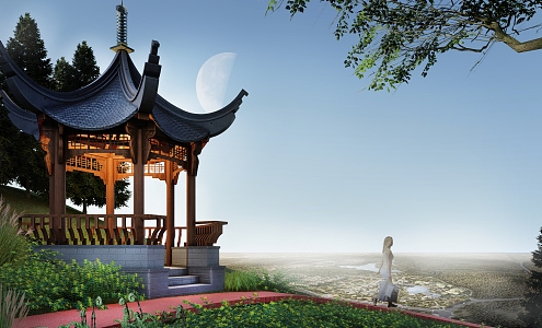 Chinese style pavilion SU model 3d model