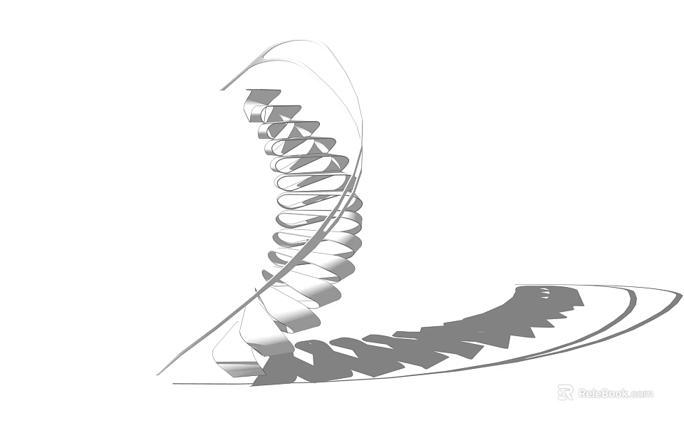 Modern Spiral Staircase With Curved Architectural Design And Sleek Structure 3d model 
