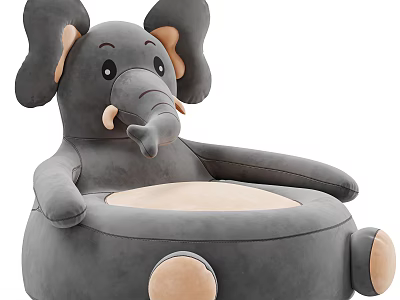 Plush Elephant Shaped Children's Chair with Cute Design Soft Material for Kids Room 3d model