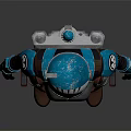 Game and Movie Character in Blue and White Armor with Helmet Belt and Boots