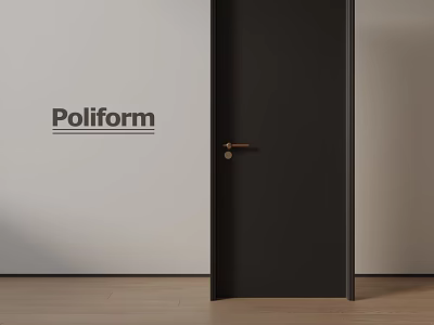 Poliform Black Hinged Door With Golden Handle In Modern Interior With Wooden Floor 3d model