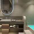 Hotel Guest Room Interior With Textured Wall Wooden Headboard Nightstand Books Table Lamp And Herringbone Floor