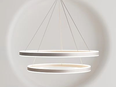 Modern Chandelier With Two Circular Rings Hanging In Interior Lighting Design 3d model