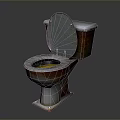Old Rusty Toilet Bowl as Essential Household Bathroom Fixture with Stained Surface