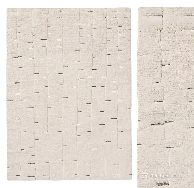 Neutral Beige Square Rug With Textured Geometric Patterns For Modern Interiors 3d model 
