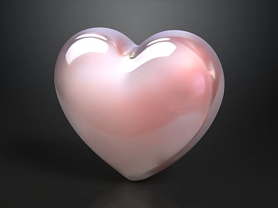 Shiny Pink Heart Shaped Decorative Ornament Set For Home Decoration 3d model