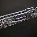Blue Functional Truck With Flatbed Trailer For Vehicle Transportation Needs