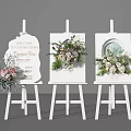 Commercial Equipment White Easels For Wedding Welcome Signs With Floral Decorations