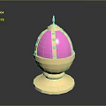 Ornate Pink And Gold Weapon Featuring Spherical Shape Spiked Top And Golden Base