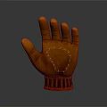 Orange Glove Detailed Stitching Design With Textured Surface And Wrist Cuff