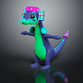 Playful Otter Character With Neon Headphones And Colorful Body Design