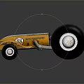 Orange Vintage Race Car With Large Black Wheels And Classic Logo Design