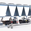 EK Brand Industrial Air Conditioner Fan Unit With Multiple Fans And Blue Casing For Cooling