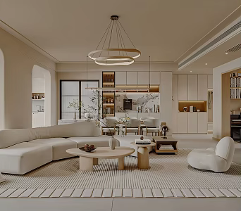 Cream wind living room 3d model