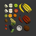 Assorted Fresh Fruits Like Apples Bananas Strawberries Grapes And Coconut Floating In Air