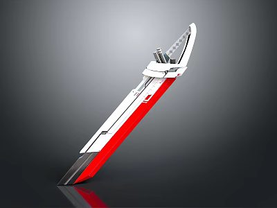 Modern Utility Knife Design With Red White Casing And Sharp Blade 3d model