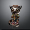 Cute Lemur Character Wearing Glasses And Colorful Outfit With Striped Tail