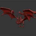 Fantastical Mythical Creature Character With Purple Body And Red Outstretched Wings