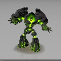Detailed Rock Construct Mythical Creature With Green Glowing Muscular Body Elements 3d model