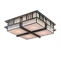 Modern Square And Round Ceiling Lights With Metal Frame And Glass Panel 3d model
