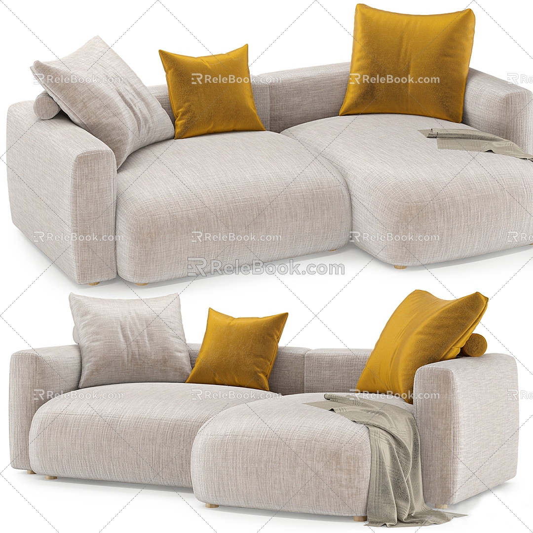 mexo friend sofa low sofa with cushion 3d model