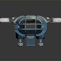 Blue Futuristic Spaceship Model With Transparent Cockpit White Thrusters And Detailed Body