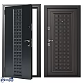 Dark Hinged Doors With Grid Pattern Modern Design And Door Handles