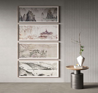 New Chinese Landscape Painting Decorative Painting 3d model