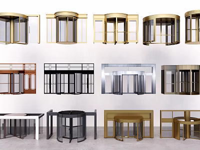 Different Types Of Revolving Doors And Reception Desks In Modern Styles 3d model