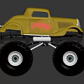 Rough Off Road Terrain For Yellow Bigfoot Monster Truck With Large Tires