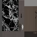 Luxury Modern Entryway Hallway With Black Marble Wall Wooden Bench And Pendant Light