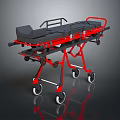 Home Care Furniture Bed With Red Frame Black Mattress And Rolling Wheels