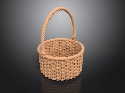 Wicker Storage Basket With Rope Handle For Household Everyday Use 3d model